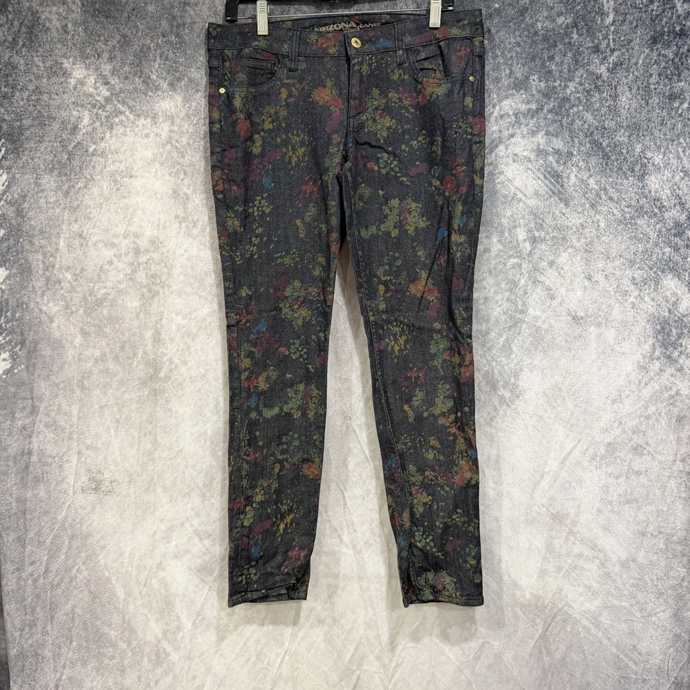 Arizona Jean Co Women's Size 9 Floral Ankle Skinny Jeans Dark Wash Stretch Denim